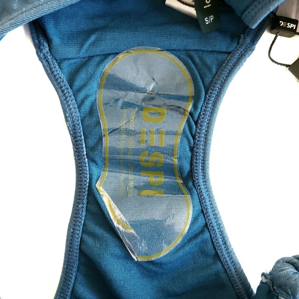 DESPI Swimwear Double Loop full silky swim bikini bottoms in Sapphire Size S NEW - Picture 4 of 7